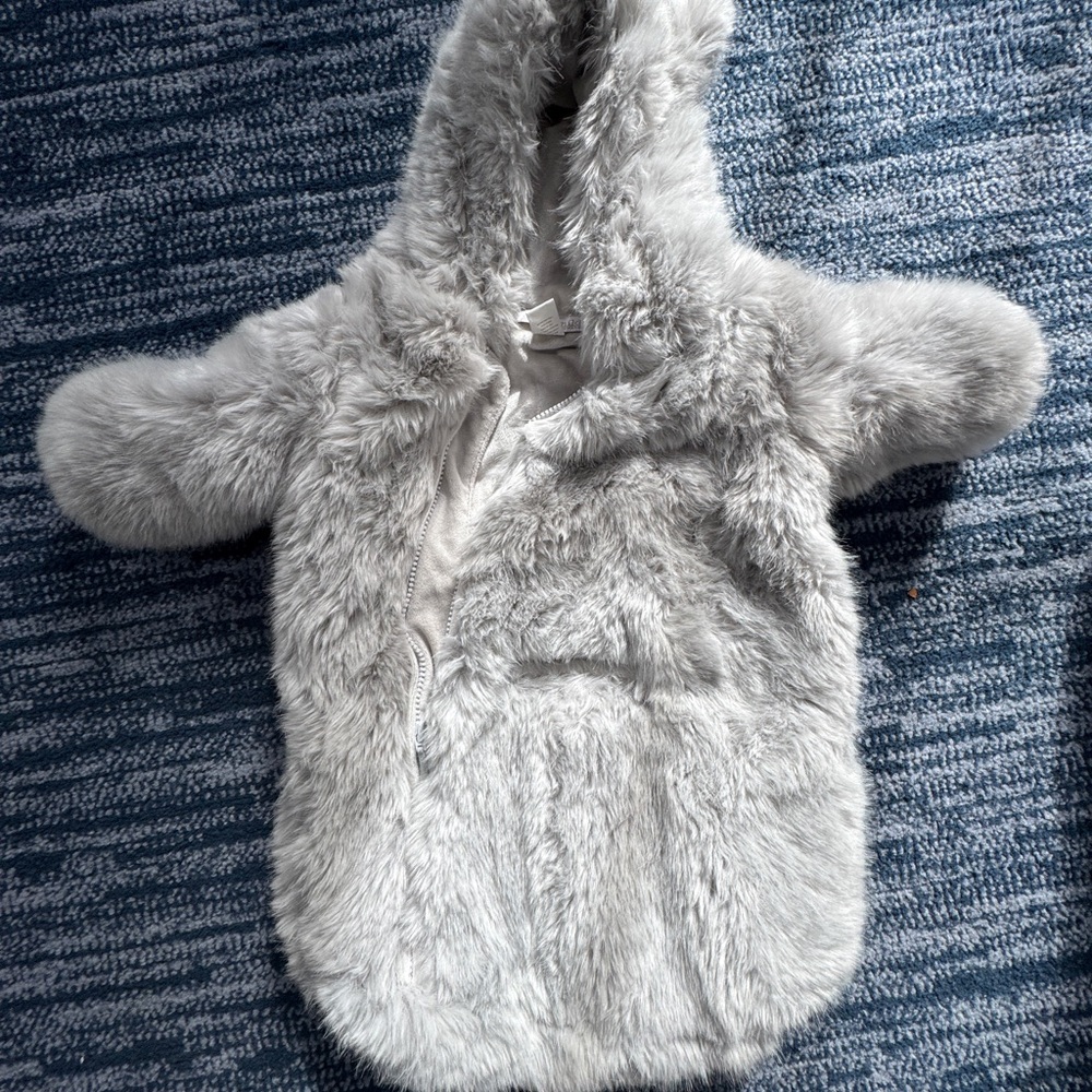 Cozy Gray Faux Fur Baby Hoodie